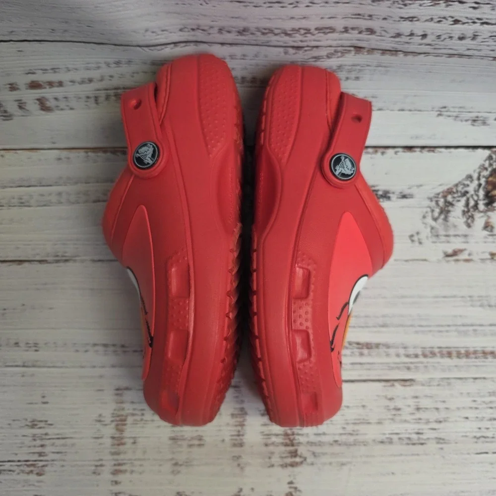 Crocs Juniors‎ Size 1 Red Elmo Face Slip On Plush Lined Clog Shoes Sesame Street